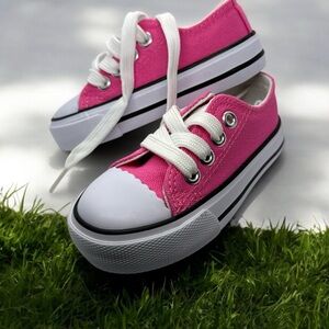 Pink Canvas Kids Sneakers-size 6c- NWOT